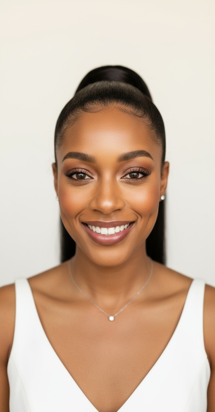 After Sleek Ponytail Wedding